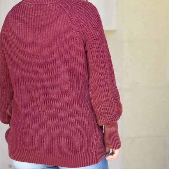 Burgundy Balloon Sleeve Sweater - Picture 3 of 3